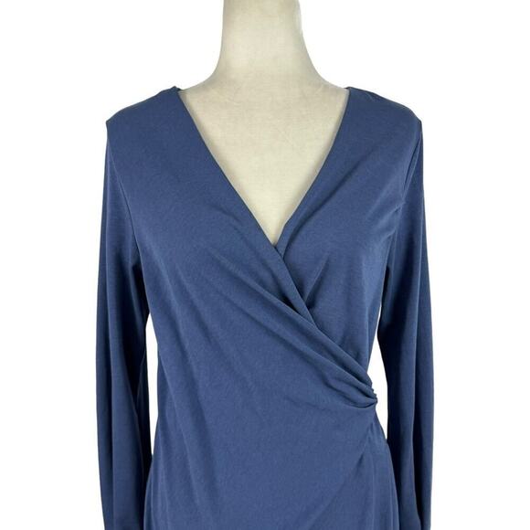 Sundance Always Right Dress Faux Wrap Womens Size L Blue Cotton Modal Midi - Picture 3 of 16